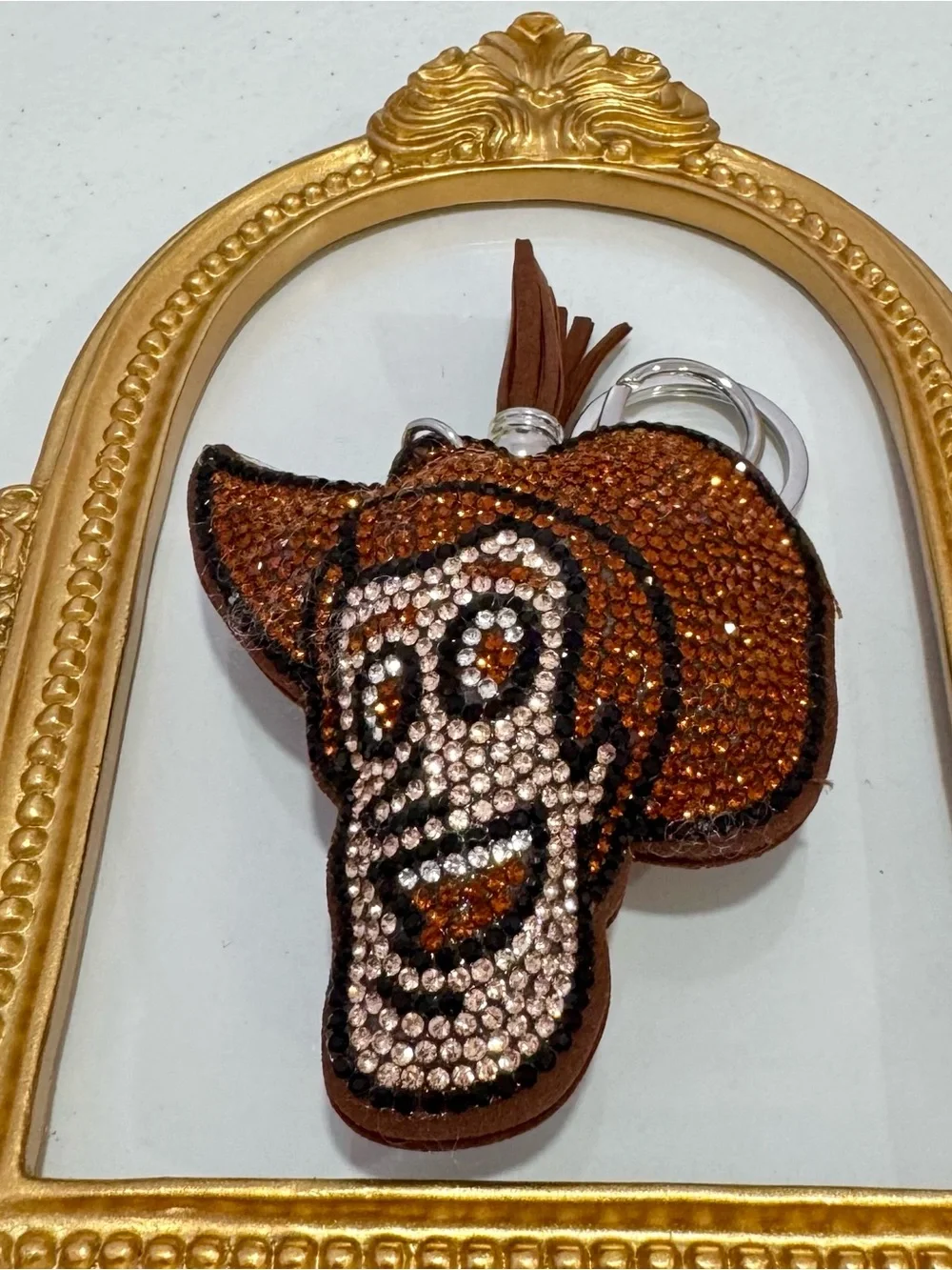 New Embellished Brown Crystal Skull Woody Cowboy Keychain